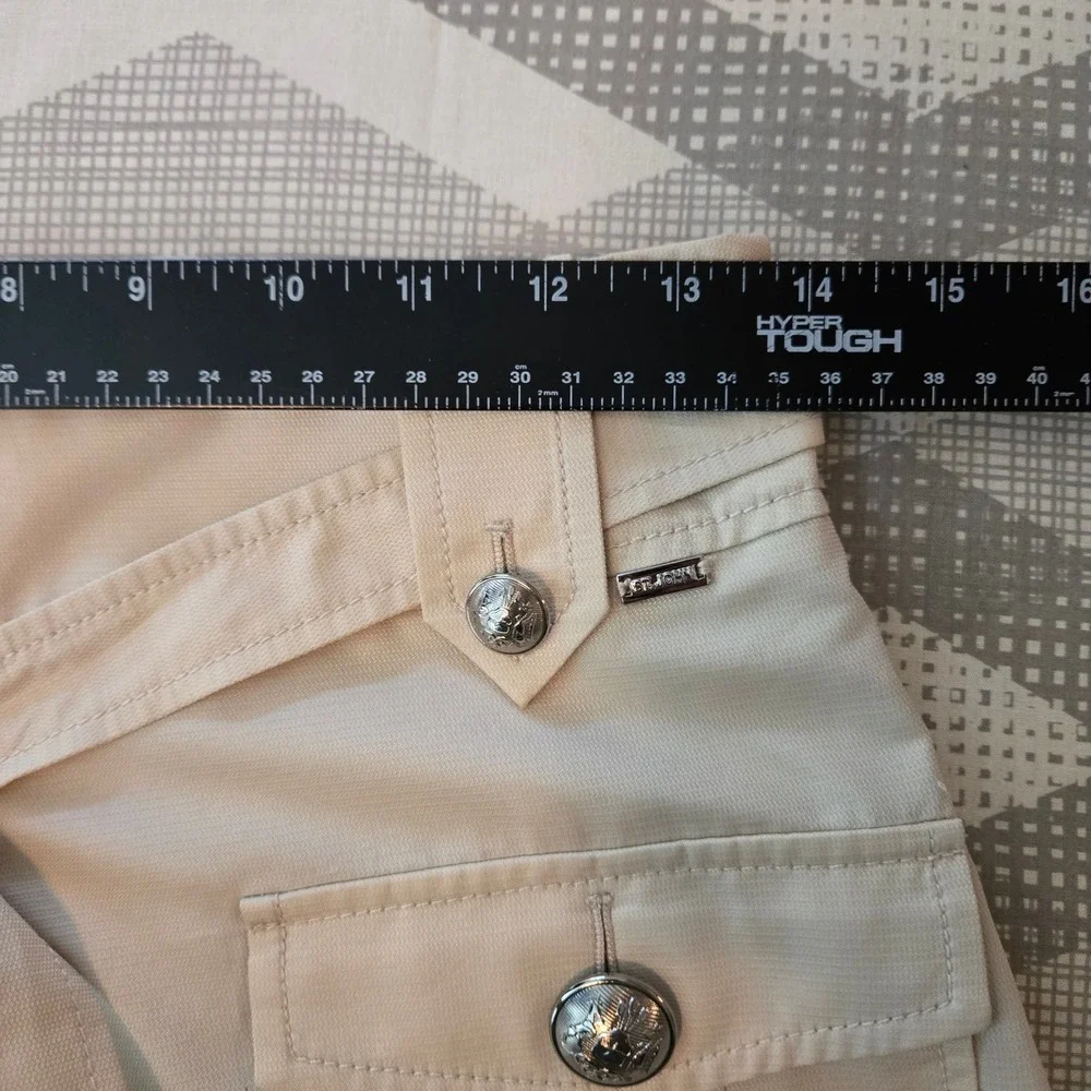 St. John Skirt Women's Size 4 Belted Cargo Pocket Utility Beige Mobwife Military